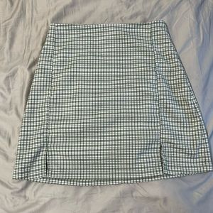 john galt | sage green plaid skirt